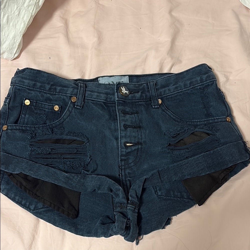 ONE TEASPOON black jean shorts size 25